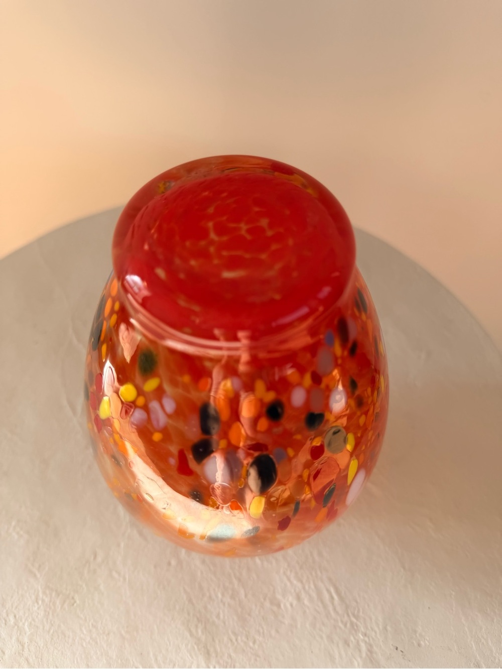 VINTAGE HAND-BLOWN ITALIAN CONFETTI ART GLASS VASE SPLATTER DESIGN 1 OF A KIND - Picture 4 of 8